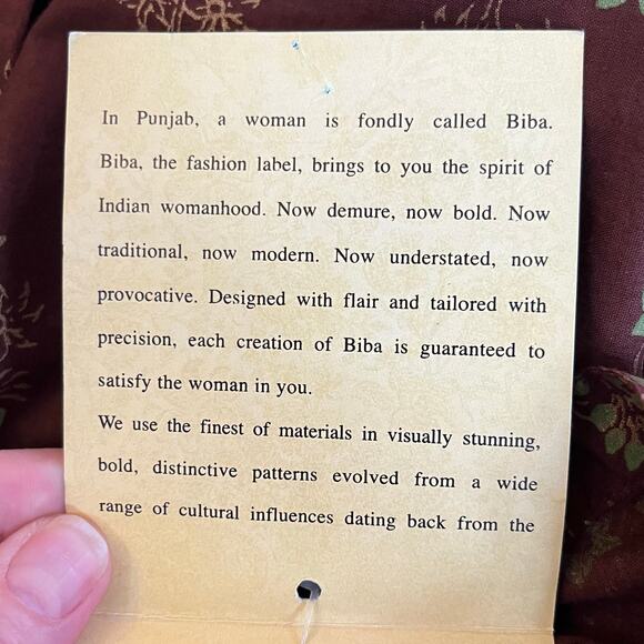 Biba Brown Floral Indian Tunic Top 100% Cotton Split V-Neck 32/US 0-2 NWT - Picture 11 of 14